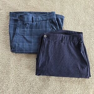 Pebble Beach Men's Golf Shorts Set Of 2 Blue Plaid, Blue All-Over Sz 40 Golfing